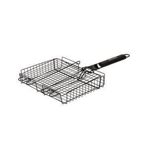 Grill-Mark Rectangular Steel Grill Basket with Detachable Handle Black 24 x 30cm